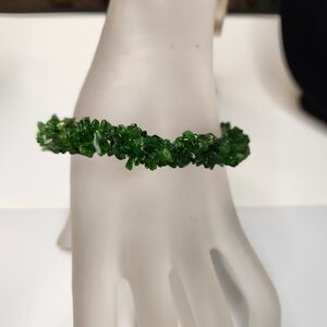 green chrome diopside chip sterling silver bracelet stamped pzo 925